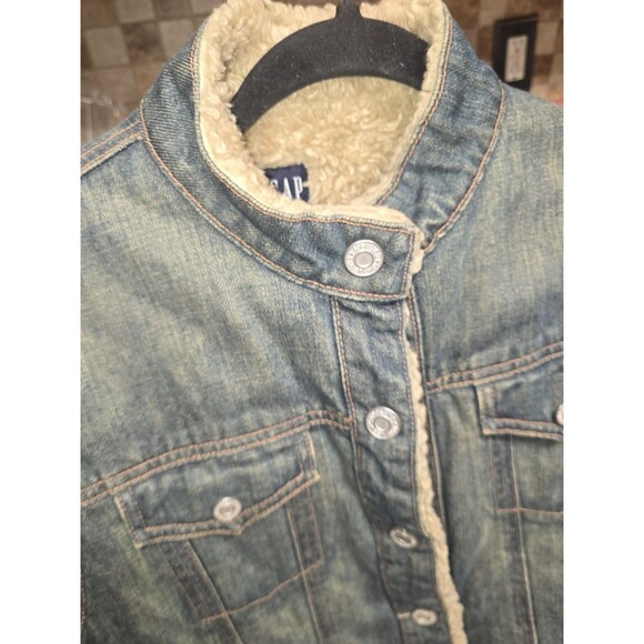 GAP Vintage 2003 Sherpa Lined Denim Jacket Women’s Medium • Band Collar Western - Picture 10 of 13